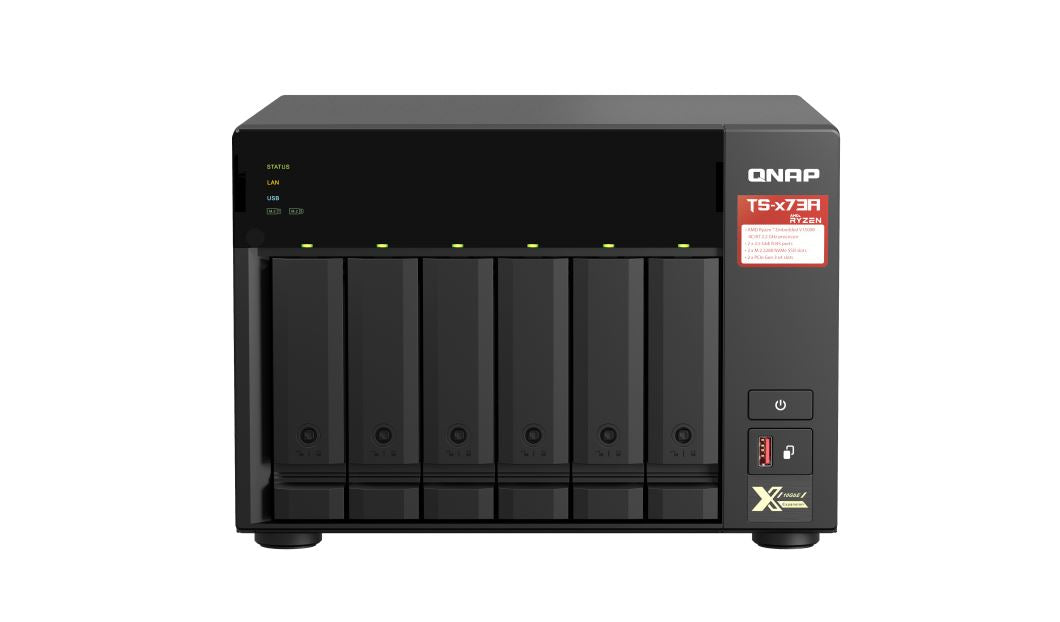 QNAP TS-673A-8G 6 Bay NAS AMD Ryzenâ„¢ Embedded V1500B quad-core 2.2 GHz 8G DDR4 2xM.2 2280 PCIe Gen3 x1 slots 2x2.5 GEl 3xUSB3.2 Hot-swappable 3YR WTY QNAP TS-673A-8G 6 Bay NAS AMD Ryzenâ„¢ Embedded V1500B quad-core 2.2 GHz 8G DDR4 2xM.2 2280 PCIe Gen3 x1 slots 2x2.5 GEl 3xUSB3.2 Hot-swappable 3YR WTY